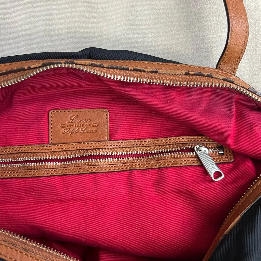 🖤 Ralph Lauren RLL Luxe Black Nylon & Leather Trim Tote - Image 7