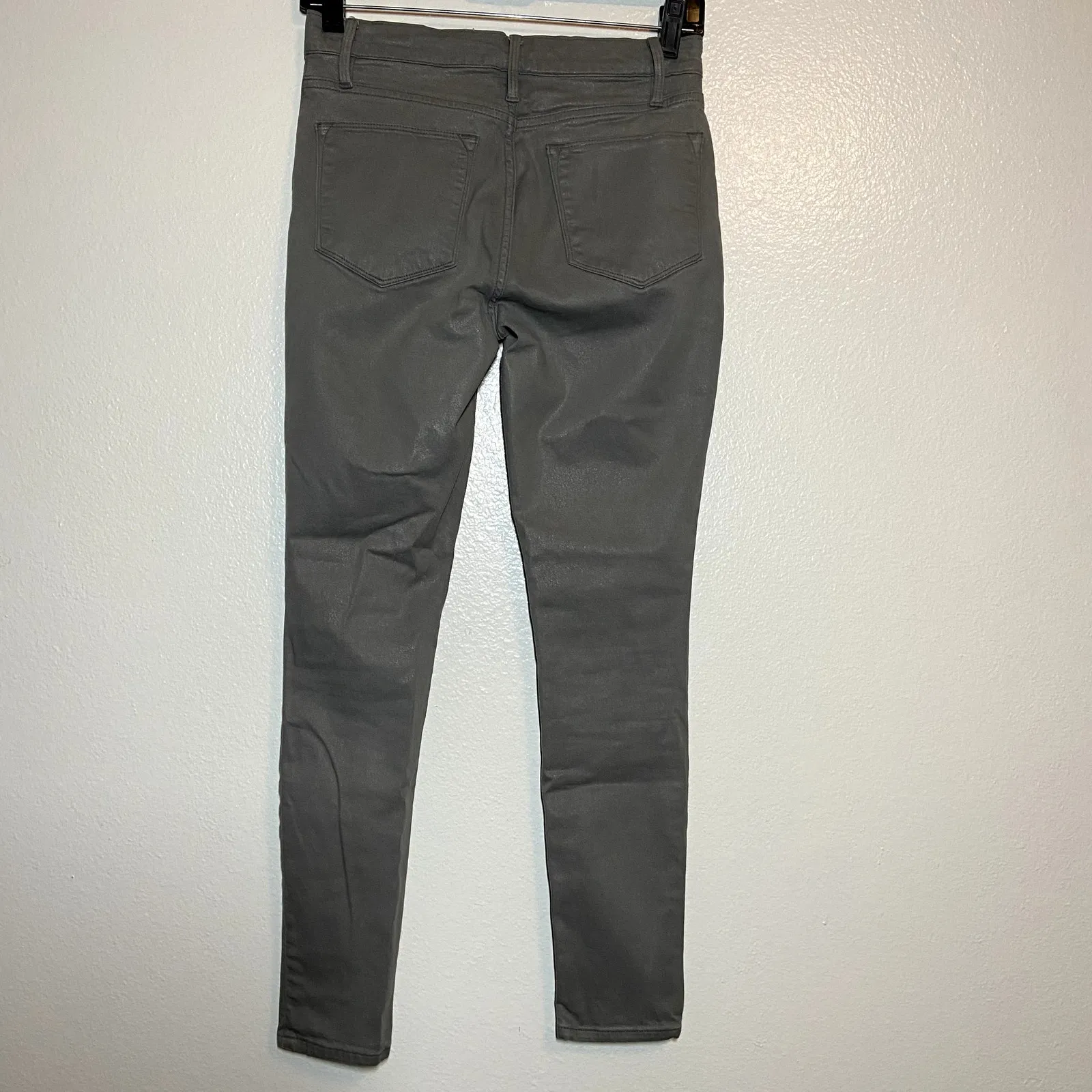 Frame Le High Skinny Jeans High-Rise Cotton Coated Smoke Gray 26 - Image 4