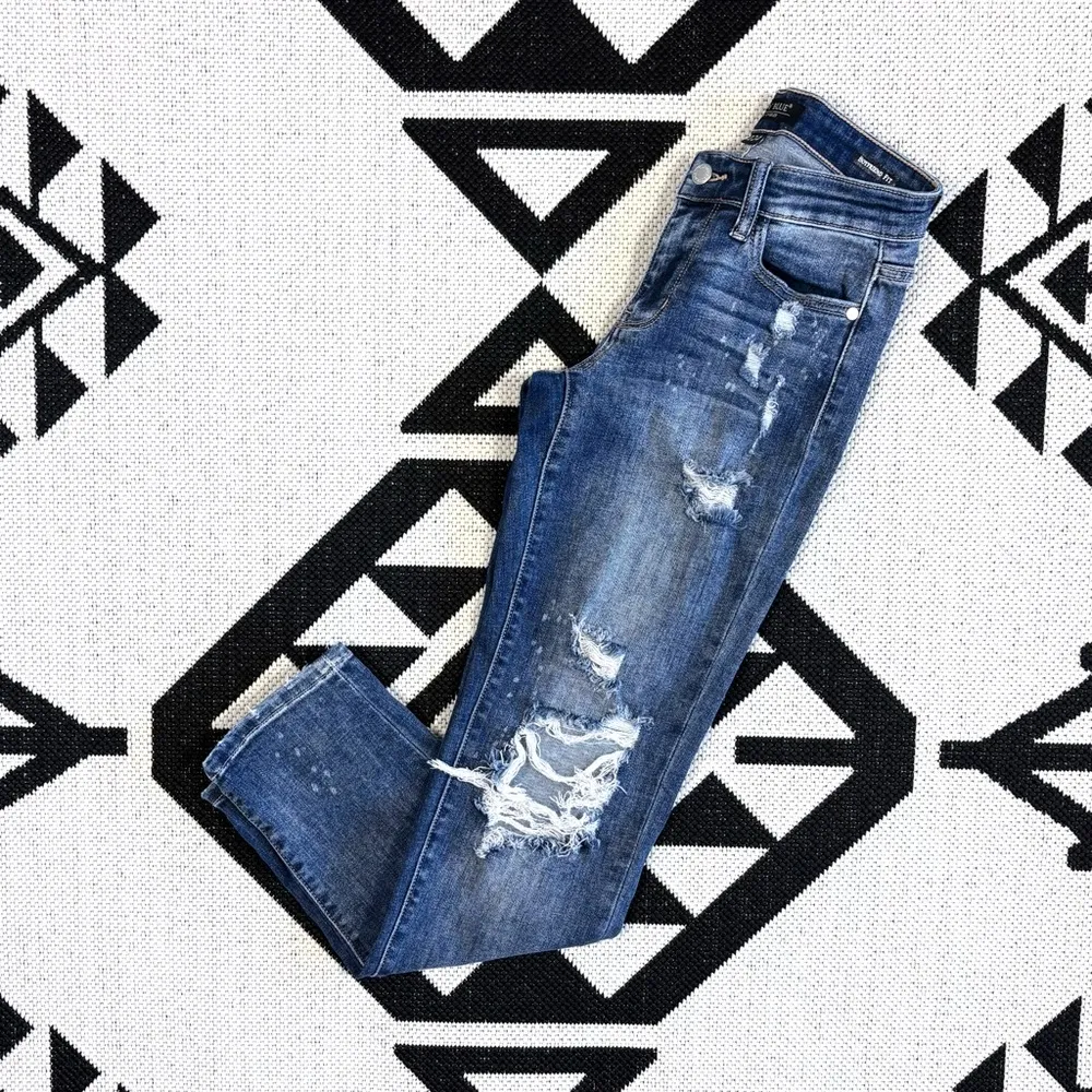 Judy Blue Bleach Splatter Distressed Boyfriend Jeans Size 24 - Image 3