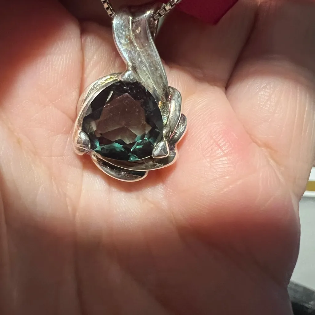 Sterling Silver Black Crested Alexandrite Pendant Necklace Blue - Image 6