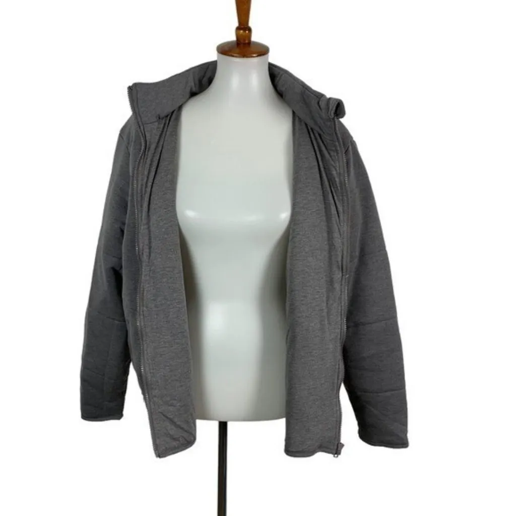 Three Dots  Gray Full Zip Puffer Jacket Heather Pavement XL Lightweight‎ Quilted - Image 3