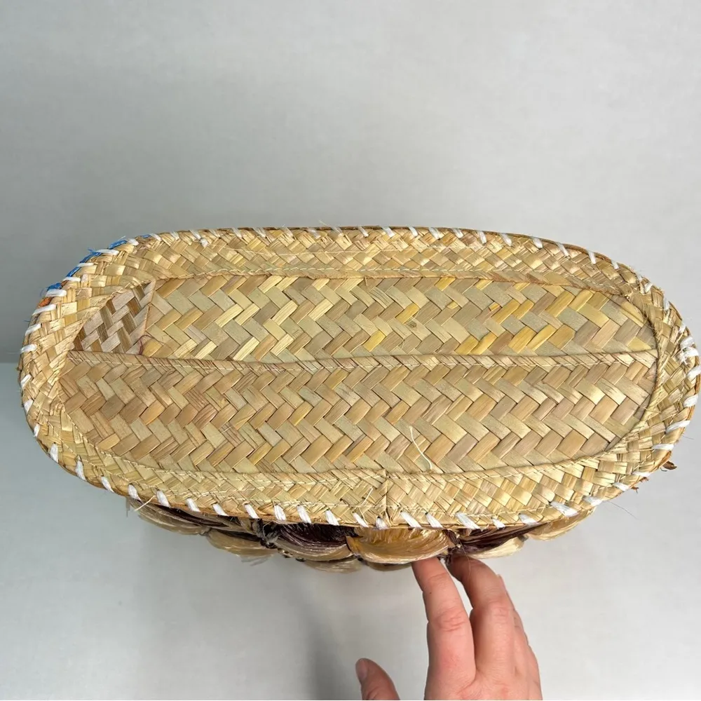 Genuine Straw Purse Tote Yellow - Image 6