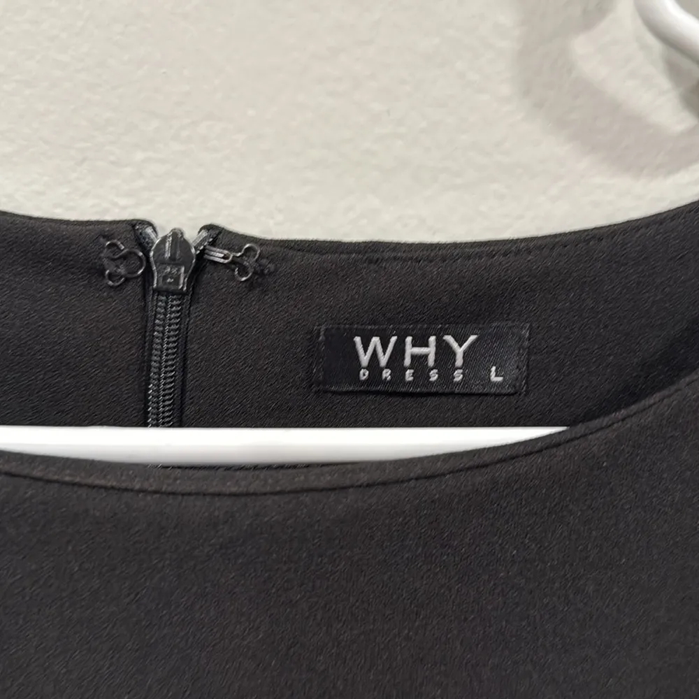 Why Dress Black Ruffled 3/4 Sleeve Blouse Size Large EUC - Image 3