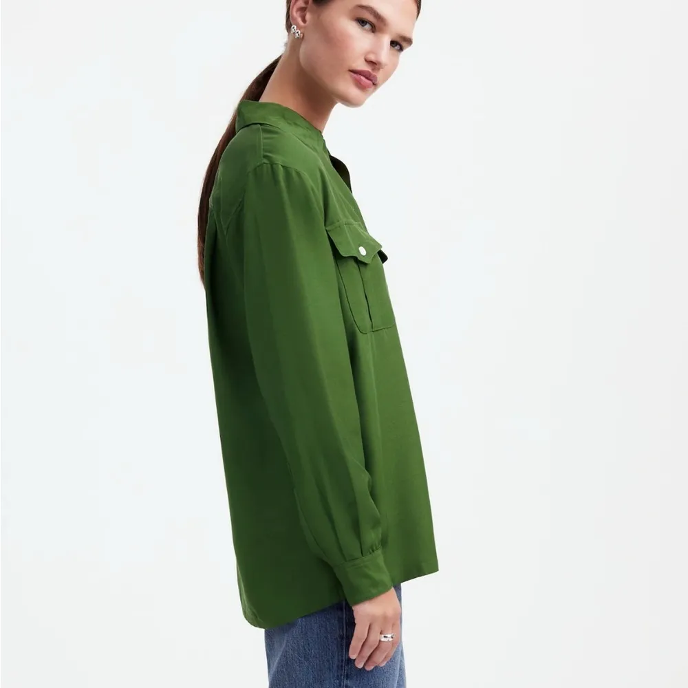 Madewell Alexa Chung for Madewell Pleat-Pocket Button-Up Shirt in Dark Pine M - Image 3