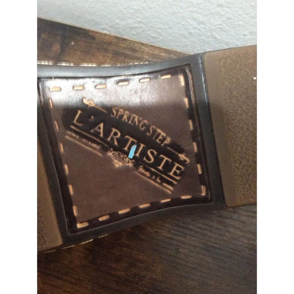 L'Artiste Burbank Clogs Womens Brown Size 38 7.5 Leather Floral Spring Steps - Image 4