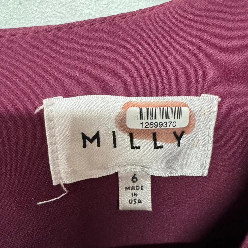 Milly Cady Burgundy Wine Red Bell Statement Sleeve Mini Dress L/S Size 6 Small - Image 5