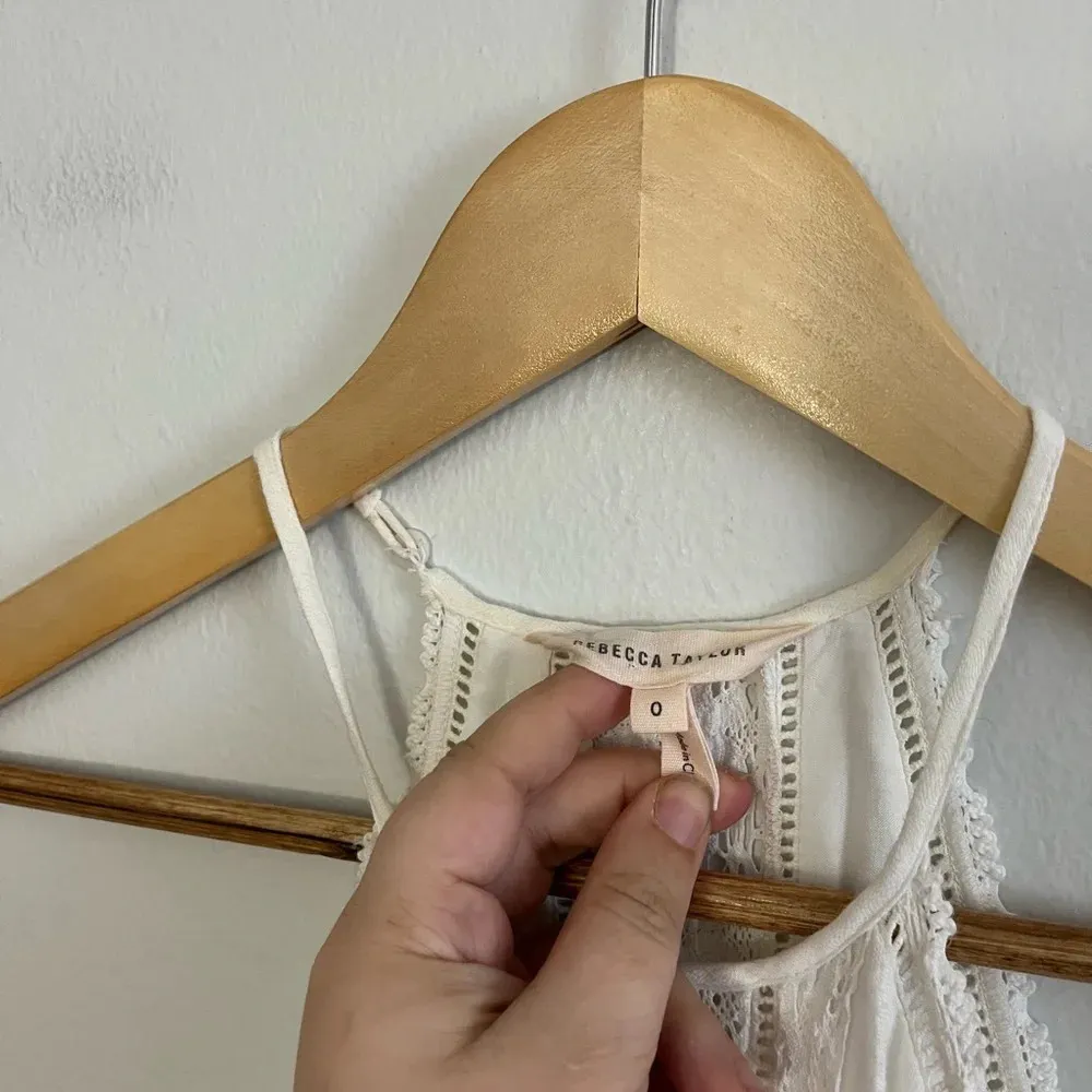 White Crochet High Neck Expensive New York Designer Dress - Image 9