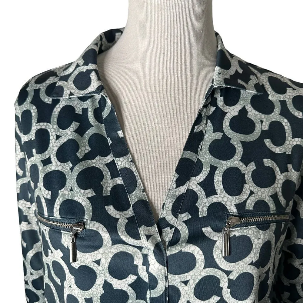 Simply‎ Noelle 3/4 Sleeve Tunic Top Size S/M All Over Geometric Print Zipper - Image 8