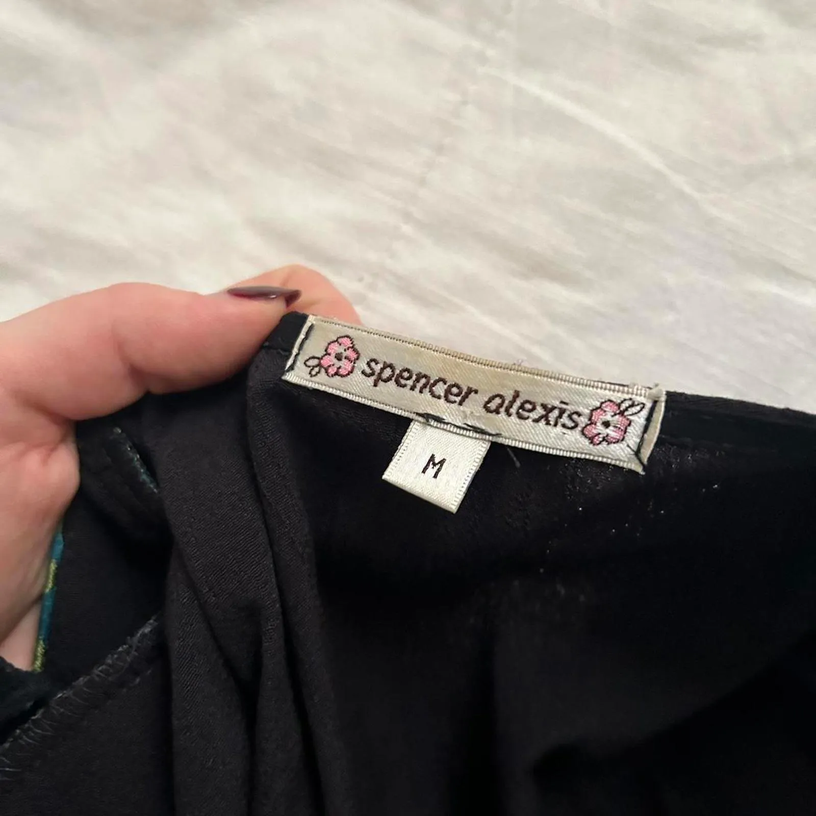 Y2K Blue and black vintage silk and lace kimono with floral and lace details Size M - Image 2