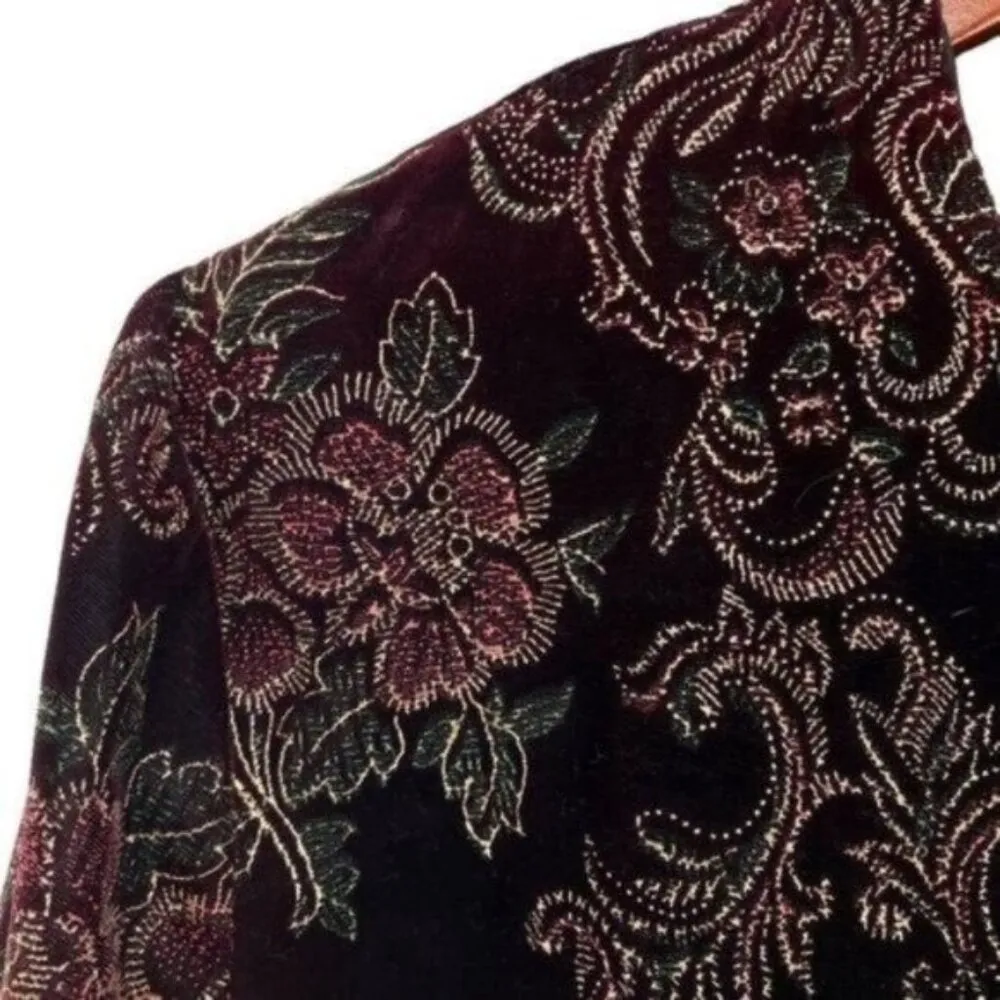 Vintage Jeri Marque Velvet Metallic Brocade Blazer Jacket Red Size M - Image 4