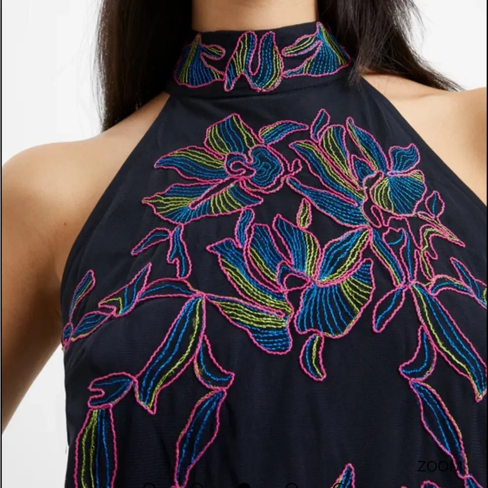 NWT French Connection Emilia Embroidered Halterneck Top Blackout size Small US 6 - Image 3