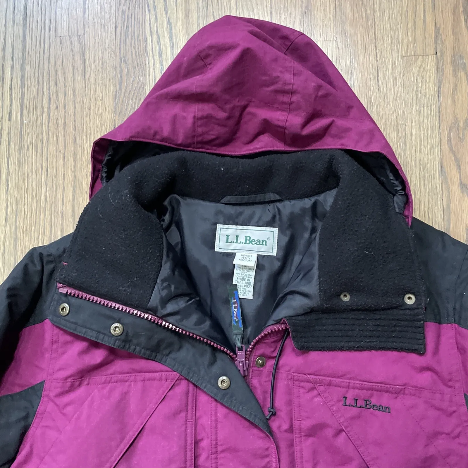 Vintage L.L.Bean Jacket Women's M Gorpcore 1990s Full Zip Hooded Purple Outdoor Size M - Image 3