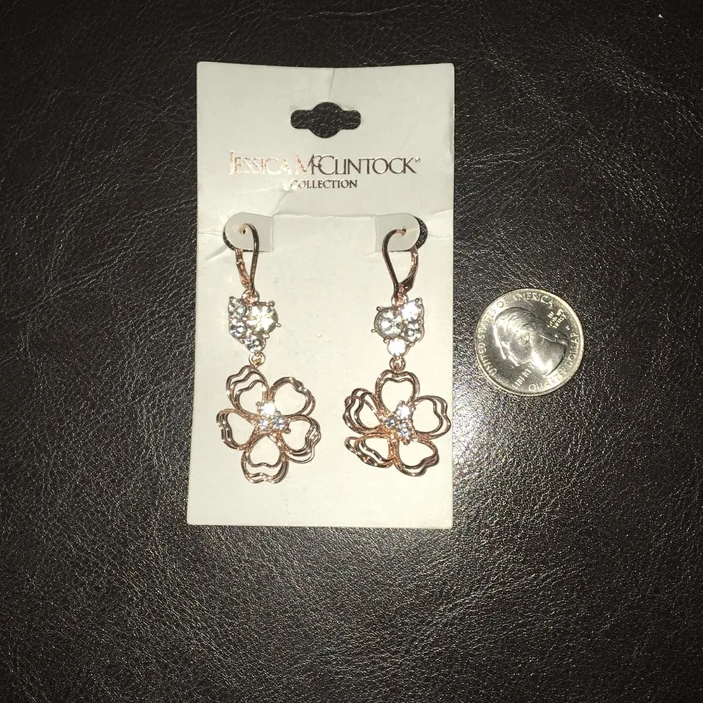 Jessicca McClintock Rose Gold & Rhinestone earring - Image 2