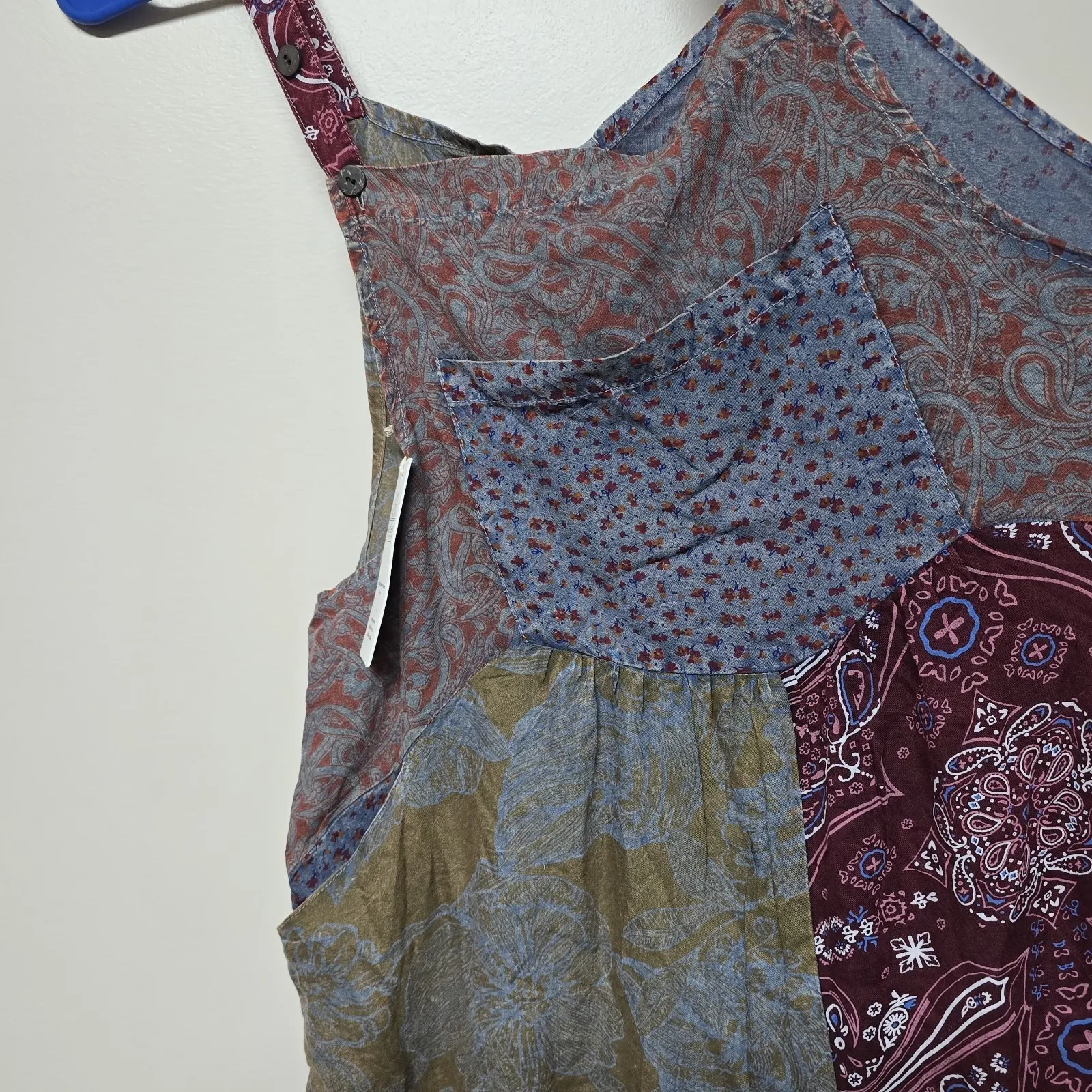 Sacred Threads Multicolor Patchwork Jumpsuit Overalls Sz XXL NEW Boho Festival - Image 2