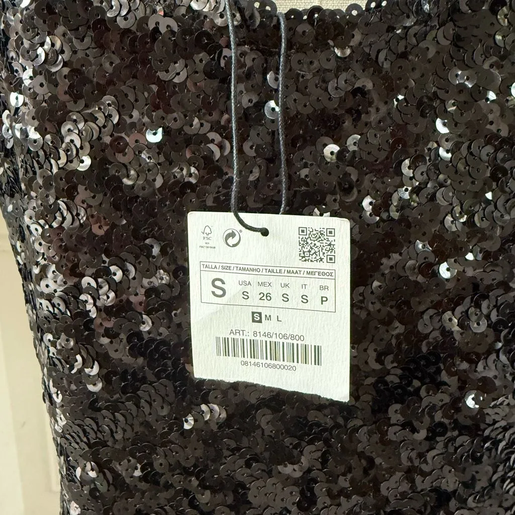 NWT Zara Knit Black Sequin Tank Top S - Image 5