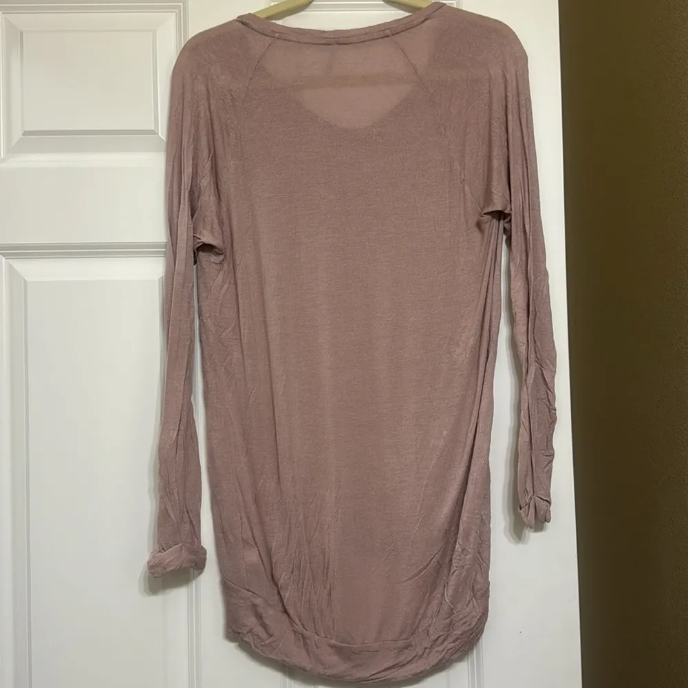 Mauve lightweight long sleeve tee. Large Pink - Image 2