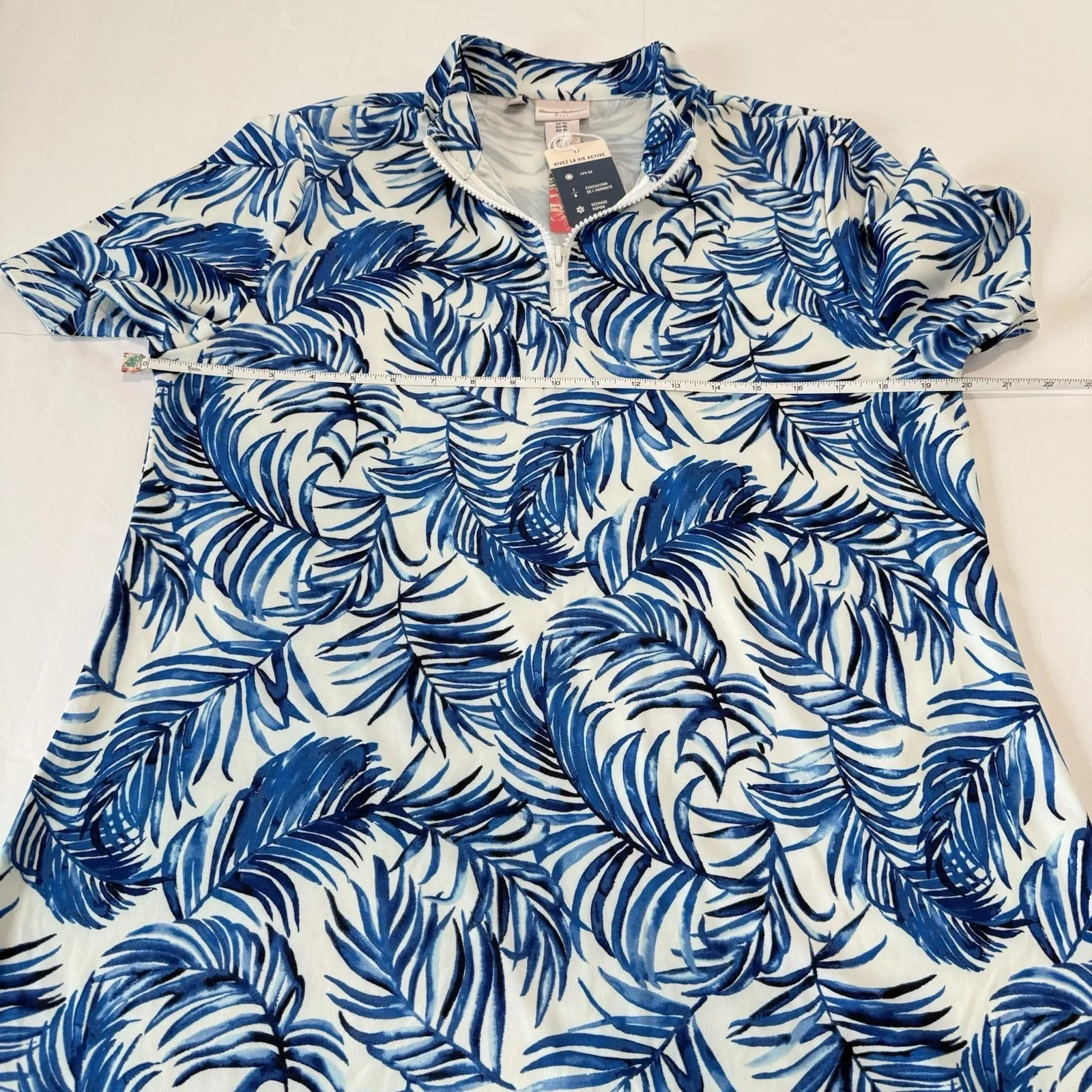 NWT Tommy Bahama Blue Palm Leaf Flounce Hem 1/4 Zip UPF Golf Athleisure Dress XL - Image 8