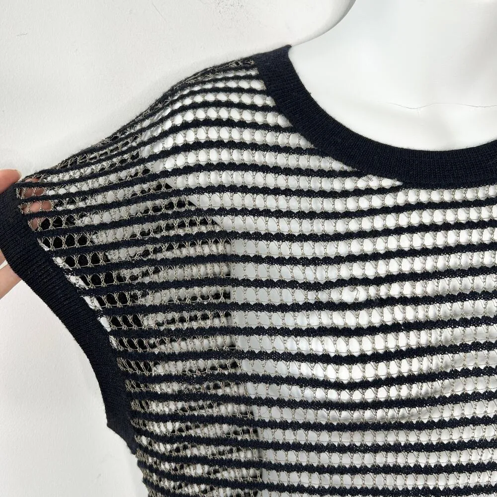 ALLSAINTS Knit Dress Womens Size 0 Oversized Black Gold Metallic Alt Edgy Grunge - Image 3