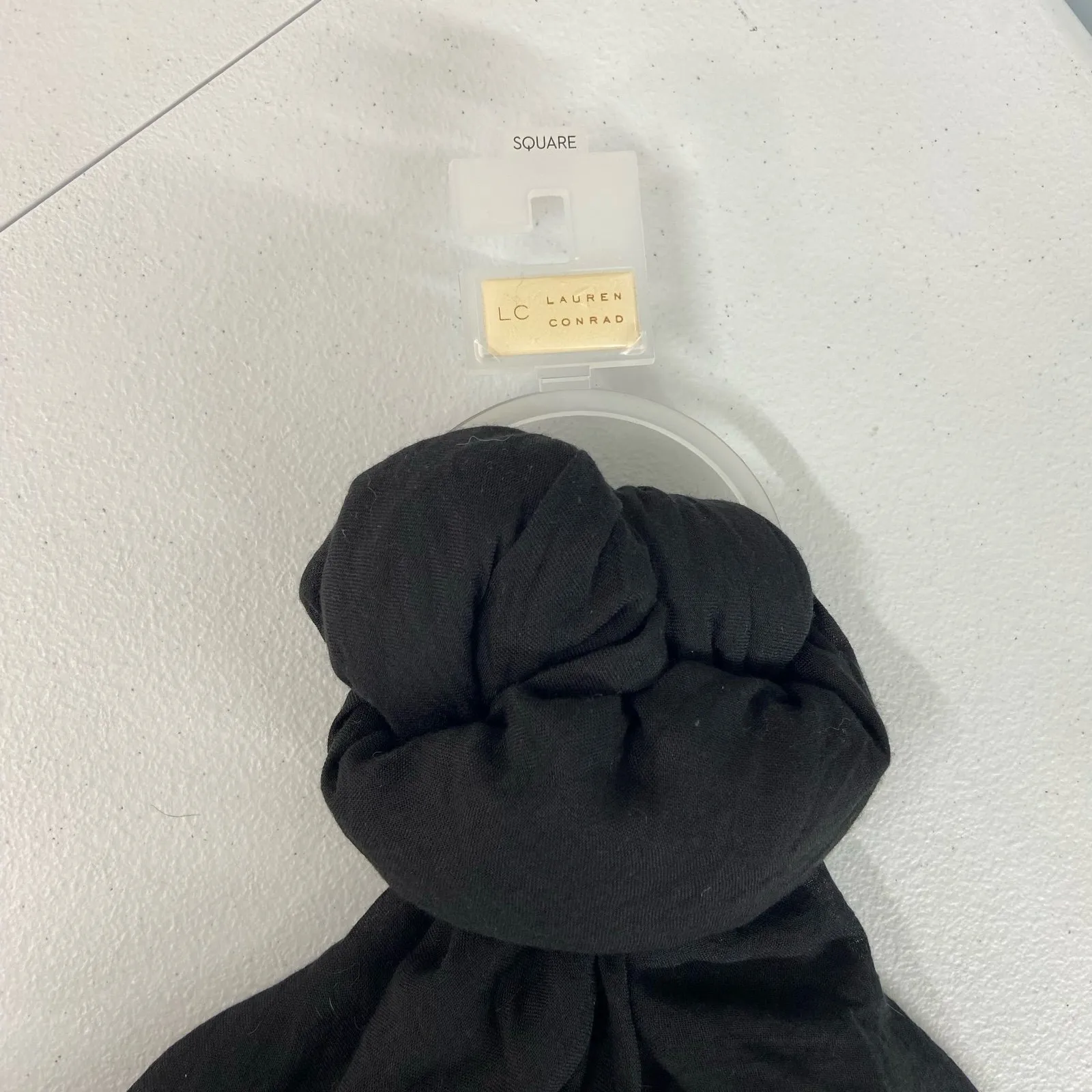 NEW Lauren Conrad women's black floral embroidered fringe lightweight wrap scarf - Image 3