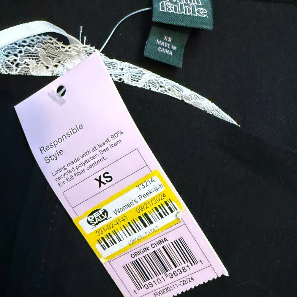 Wild Fable Womens XS Black White Lace Nylon Spaghetti Strap Bustier Crop Top New - Image 7