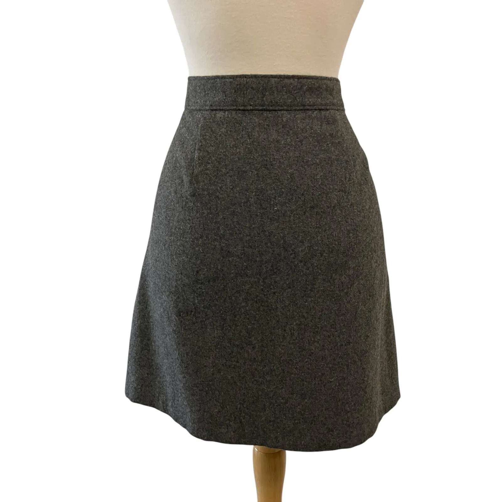 Madewell Skirt Sz 8 Wool Blend Gray Mini Full Zip  Casual Minimalist Academia - Image 3