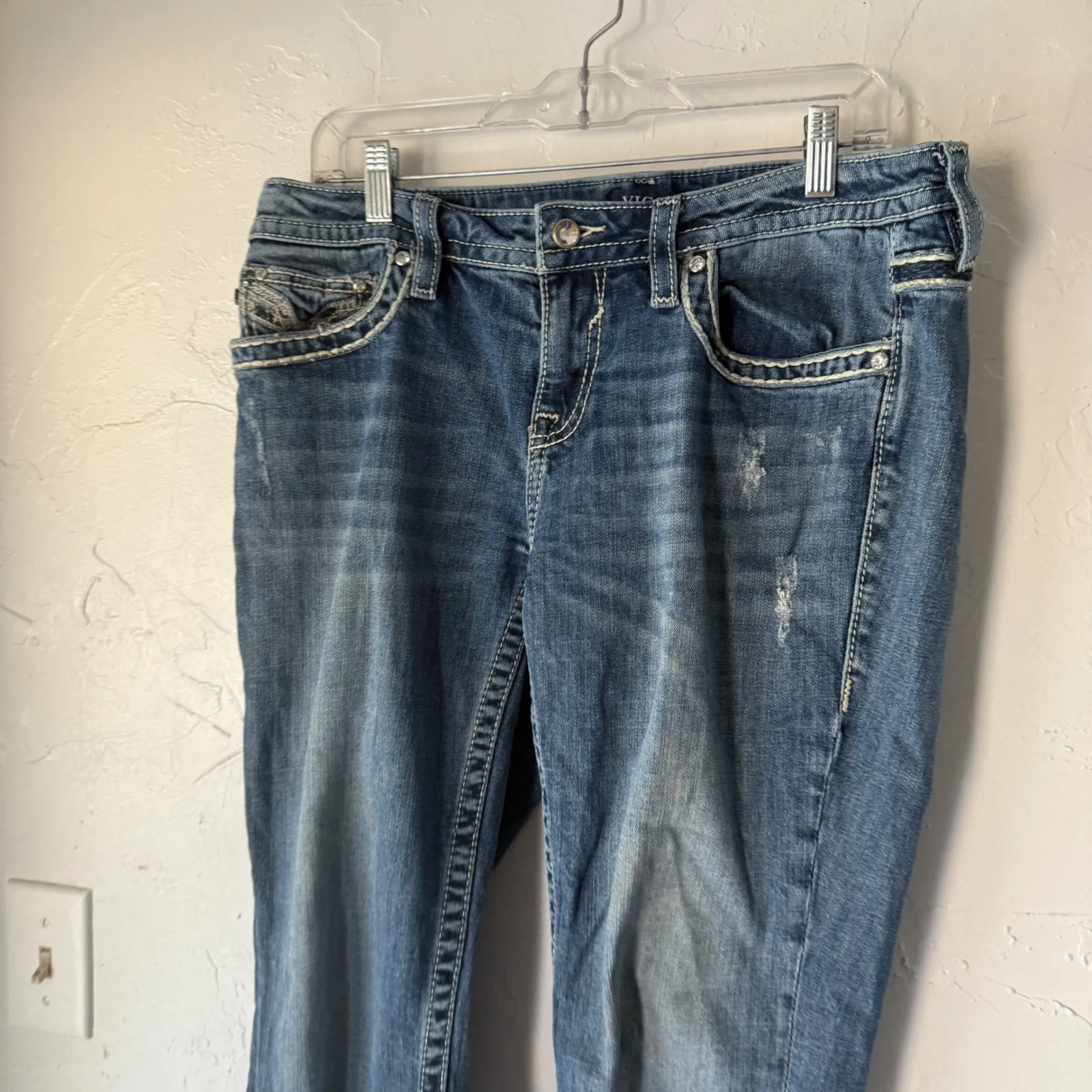 Vigoss Chelsea Capri Jeans Womens‎ Size 11/12 Embellished Pockets Medium Wash - Image 8