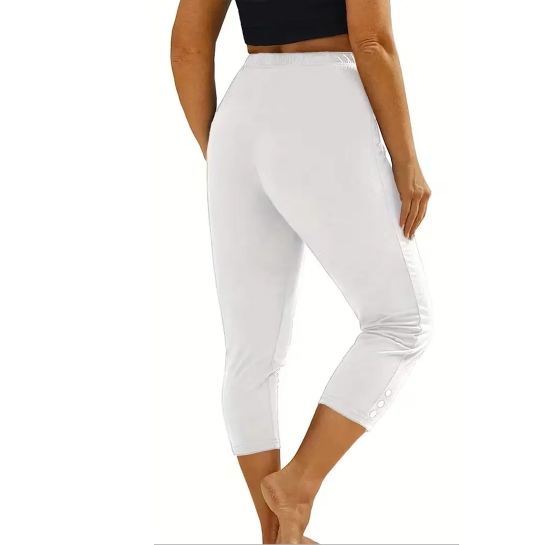 NWT ~ Set/4 Summer Bright Capri Pants Pink Lime White Black ~ Women's MEDIUM - Image 5