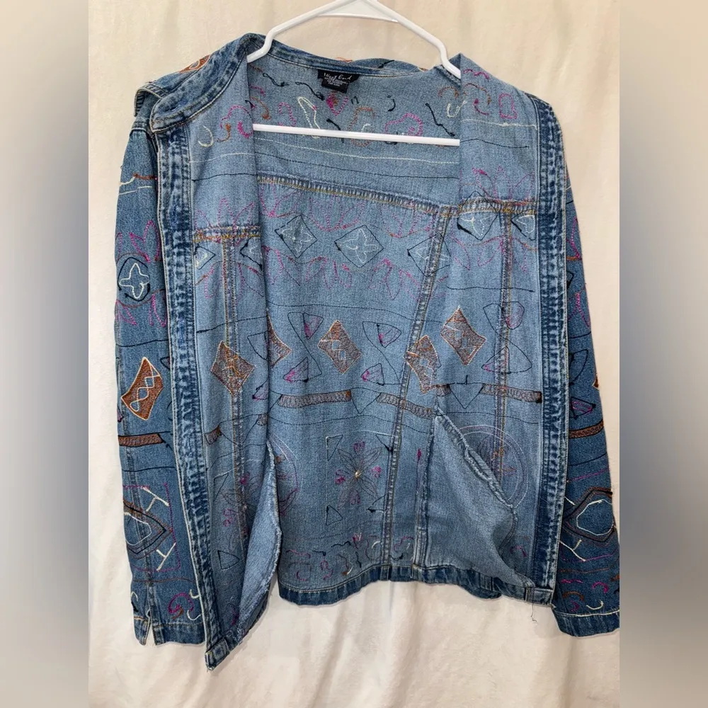Vintage West End All Over Embroider Denim Shirt/Jacket With Pockets-Large - Image 10