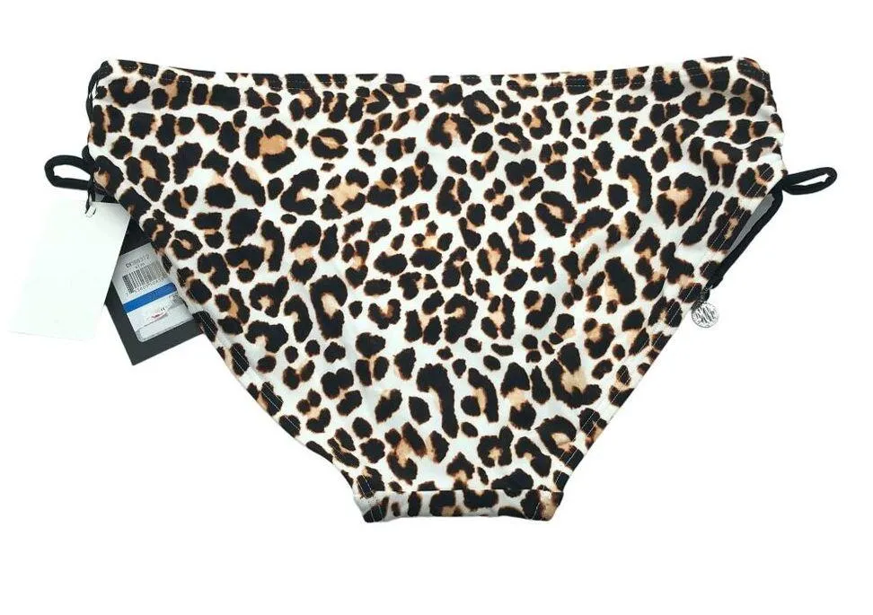 DKNY Wild Thing Soft White Leopard-Print Side-Tie Bikini Bottoms S - Image 5