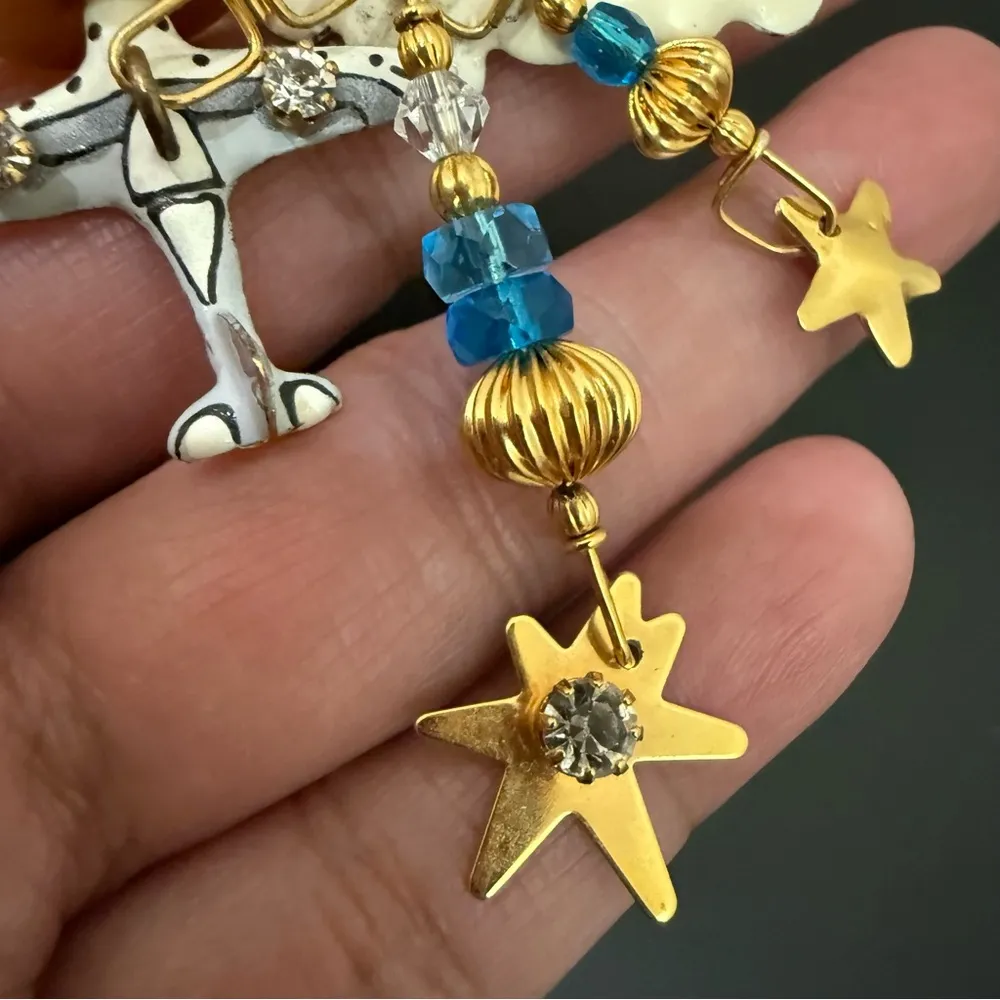 Rare Vintage Lunch at The Ritz WORLD TRAVELER Globe Airplane Cloud Earrings 18g. Green - Image 16