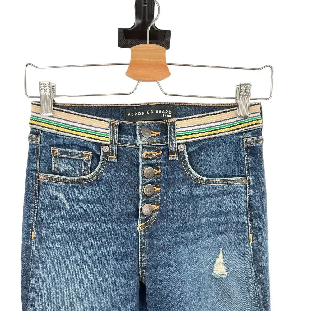 Veronica Beard Carolyn 10" Baby Boot Jeans Allure Wash Stripe Size 24 - Image 4