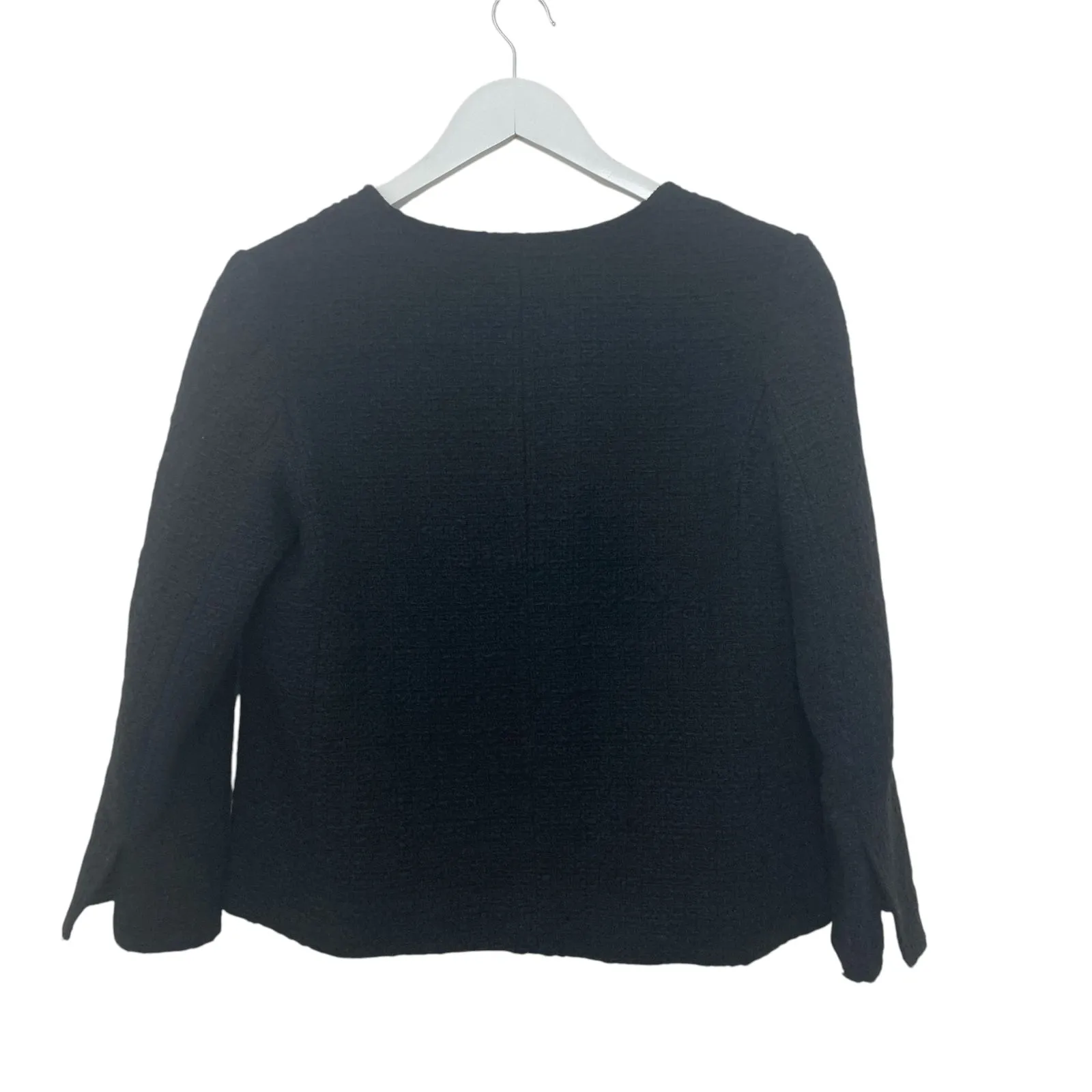 Vince Jacket 4 Black Wool Blend Boucle Cropped Blazer Silk Lined Hook - Image 4