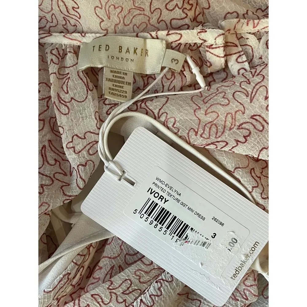 Ted Baker Evelyna Printed Texture GGT Mini Dress Ivory Womens Size 3 Medium 8 - Image 12