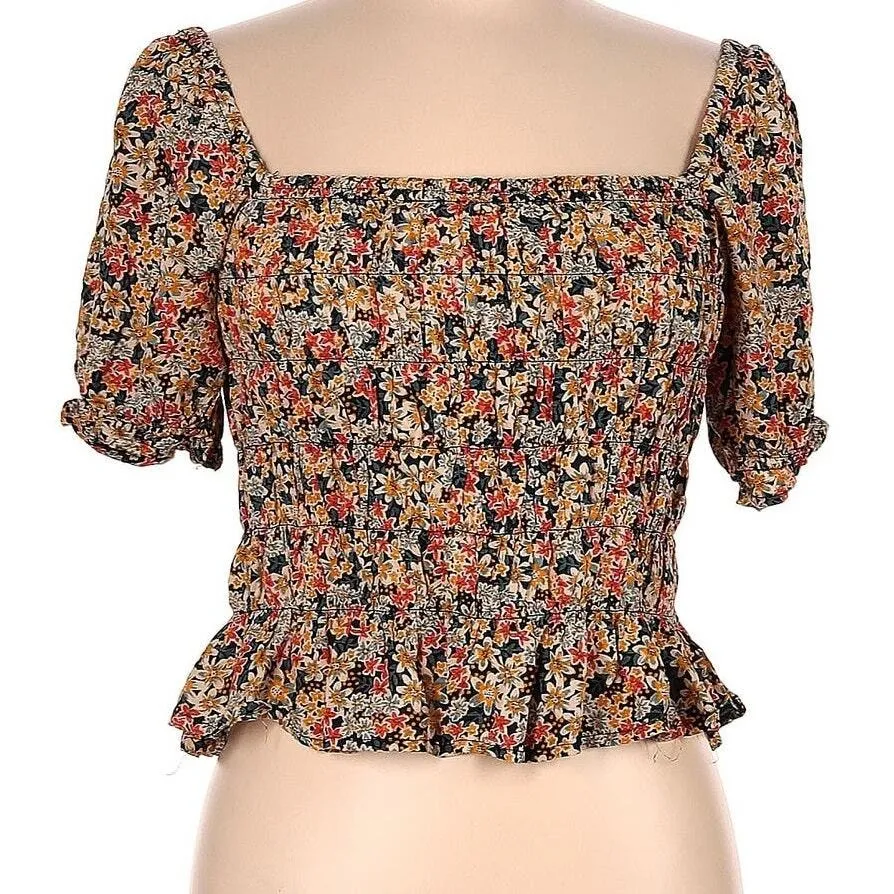 Patrons of Peace Smocked Floral Cropped Romantic blouse‎ SZ XS - Image 10