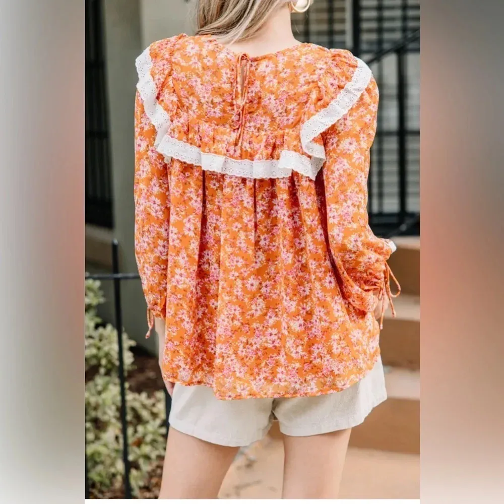 Shop The Mint Boutique This One's For You Orange Floral Blouse - Image 3