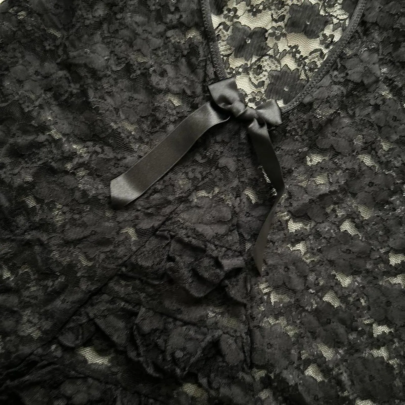 In Bloom Black lace slip dress with low back and ruffles at the bum Size medium - Image 3