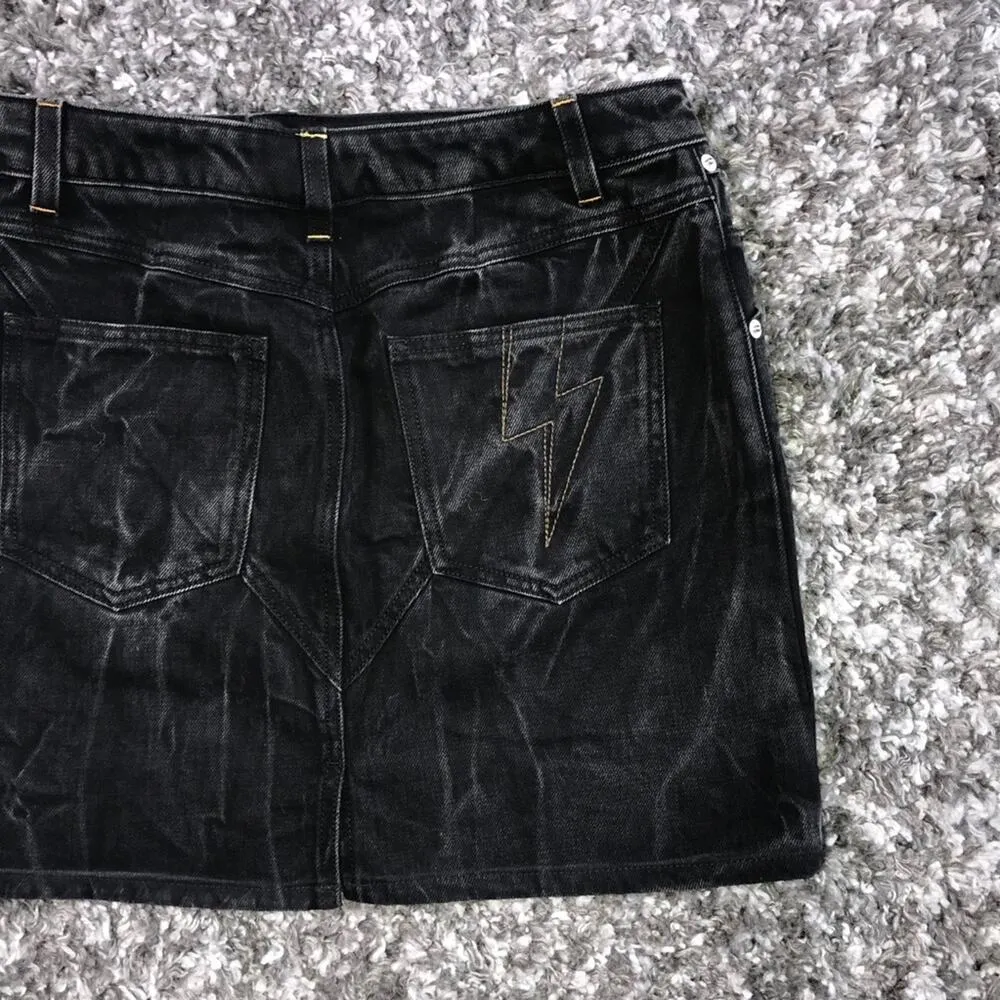 Givenchy Black Denim Mini High Waist Skirt - Image 7