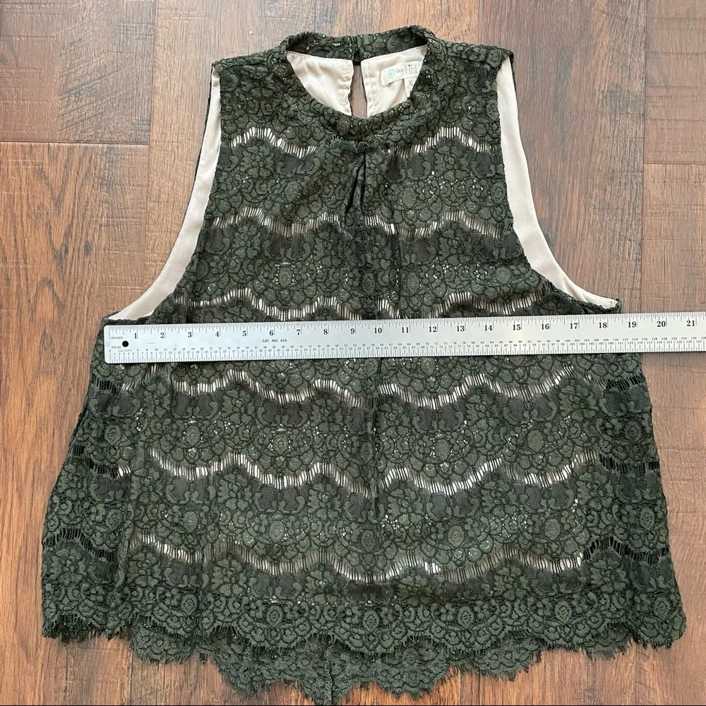 LOVE FIRE forest green lace top, size XL - Image 10