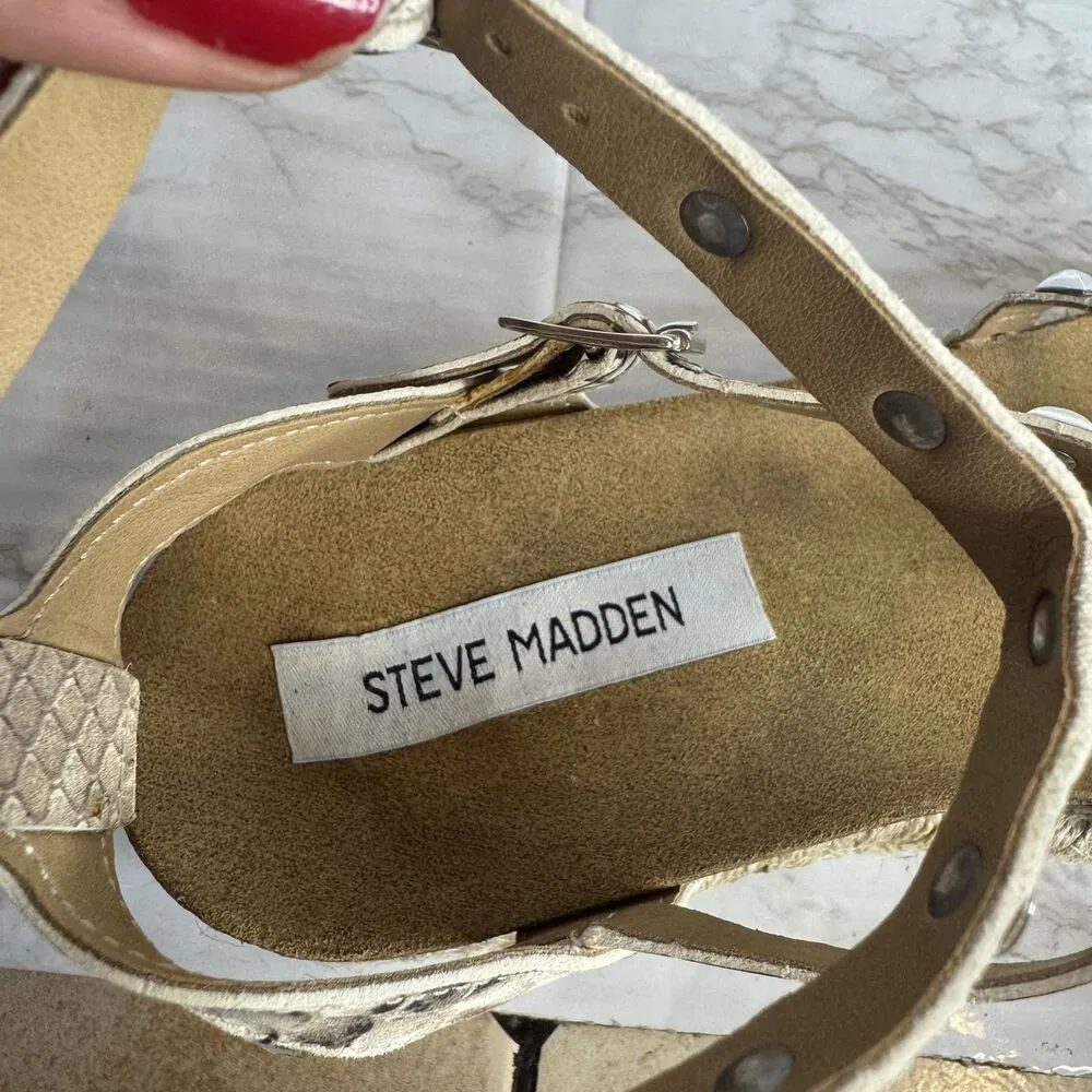 Steve Madden Shoes Womens Size 9 Snakeskin Studded Platform Espadrille Sandals - Image 9