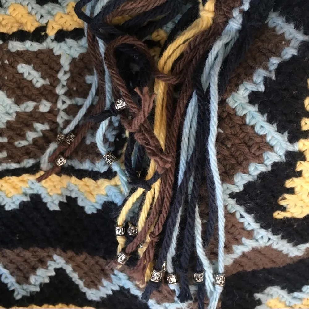 Handmade Crochet Boho Aztec Bag Blue - Image 7