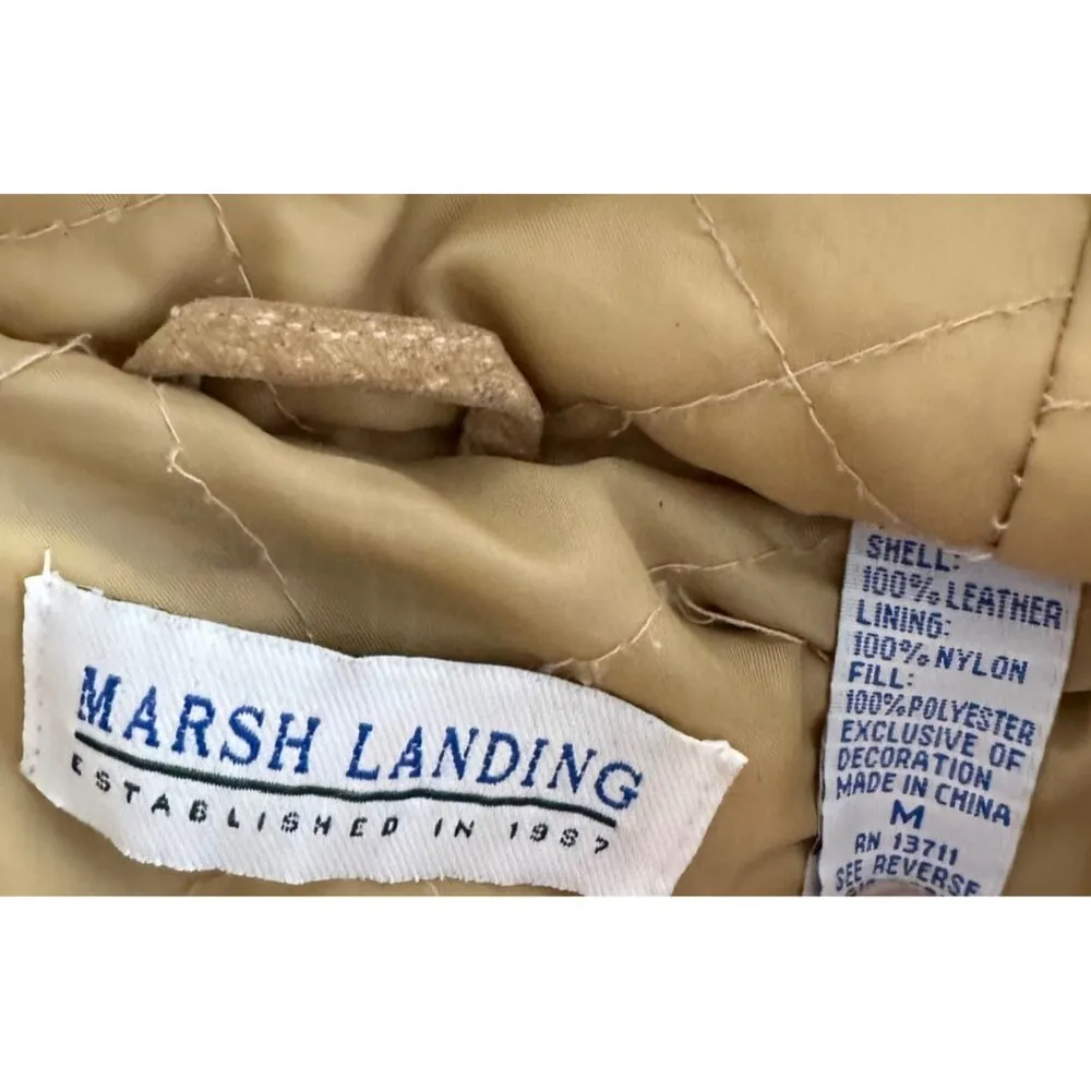 90s Tan Marsh Landing Suede Mid-Length Faux Fur Hooded Jacket  (LIST) - Image 9