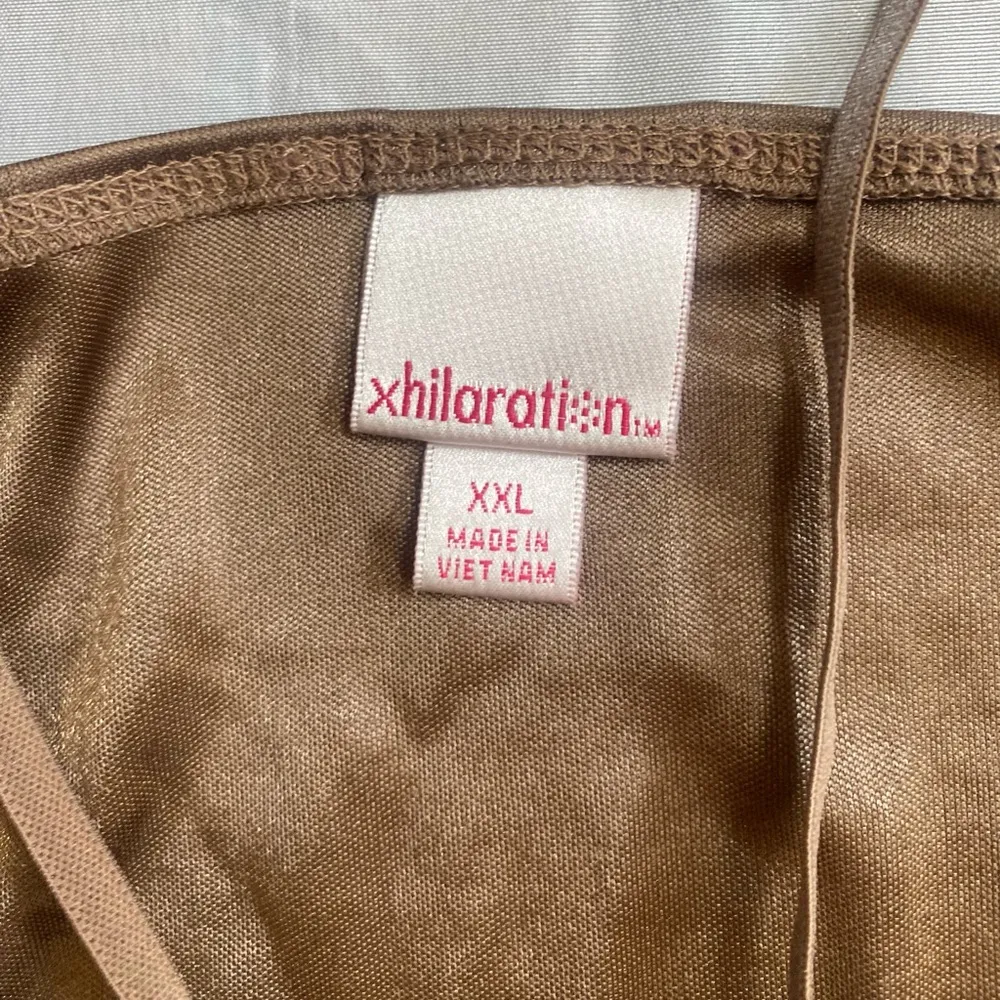 Y2K brown slip top with crochet trim - Image 2