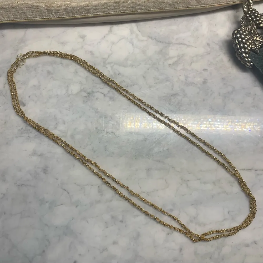 Set Of 2 42” Byzantine solid Brass Link Necklaces VTG Gold - Image 2