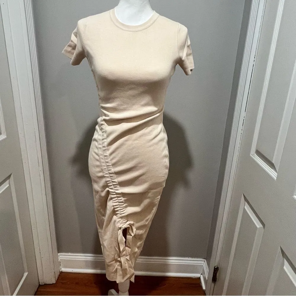 NWT O.P.T. women's cream ruched detail midi dress in cream xxs - Image 6