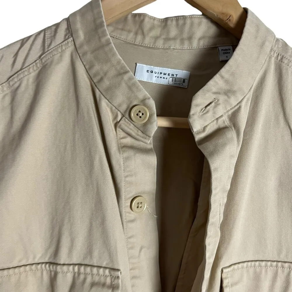 Equipment Femme Acaena Safari Beige Layered Shirt Mini Dress Size Small - Image 8