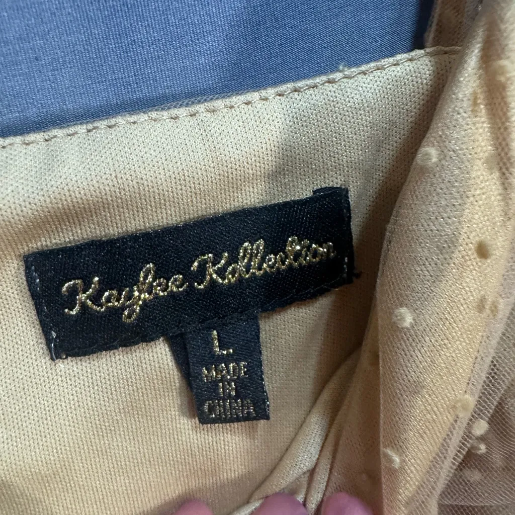 Chic Tan Pencil Skirt Set with Sheer Sleeves - Image 4