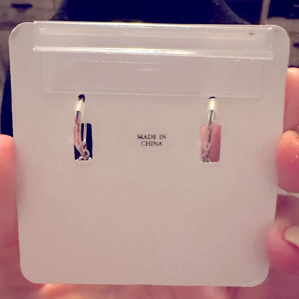 CZ / lapis lazuli lever back silver solid brass earrin… - Image 2