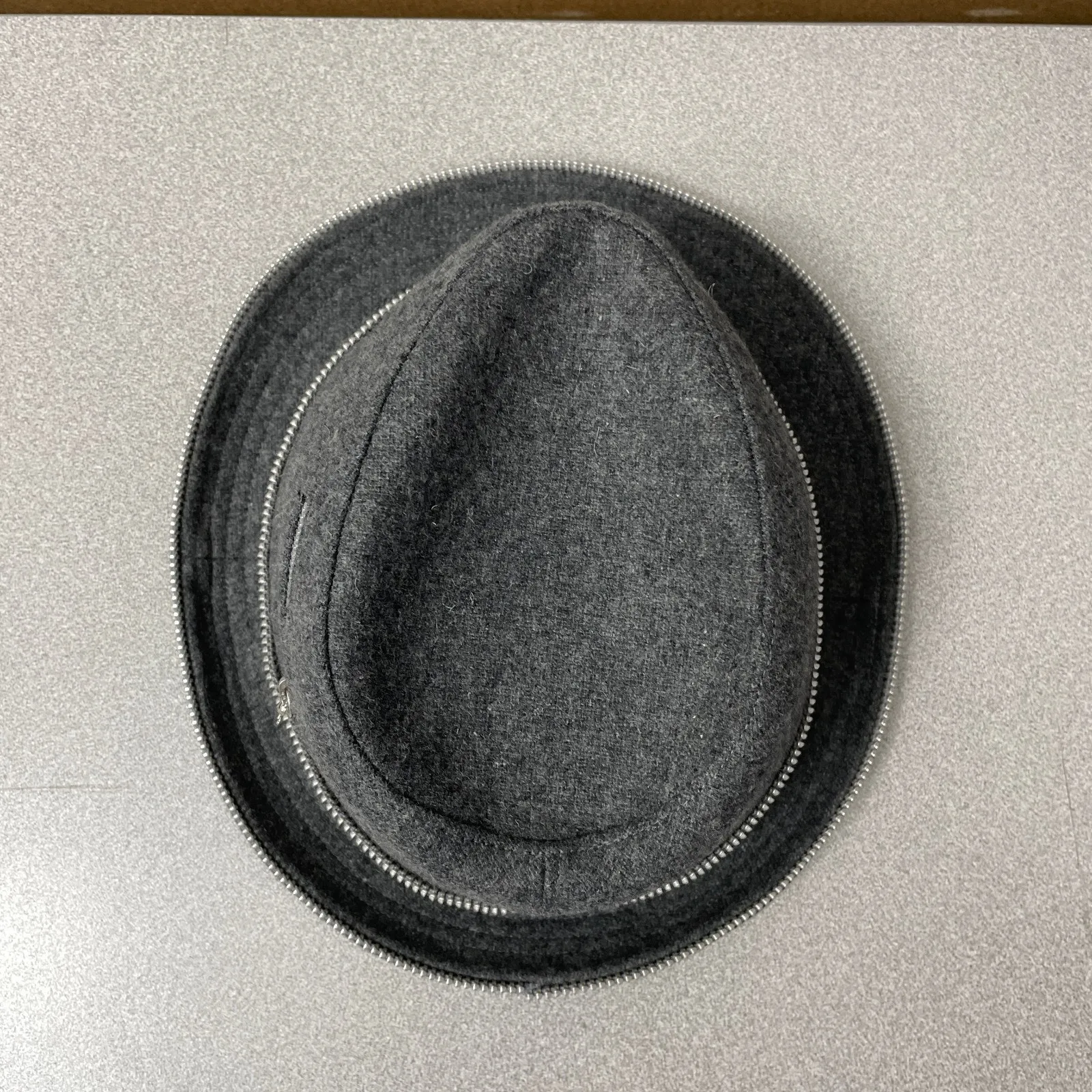 Cha Chas House of Ill Repute Fedora Hat Womens Gray Lined Zip Pocket Skull 6 3/4 - Image 5