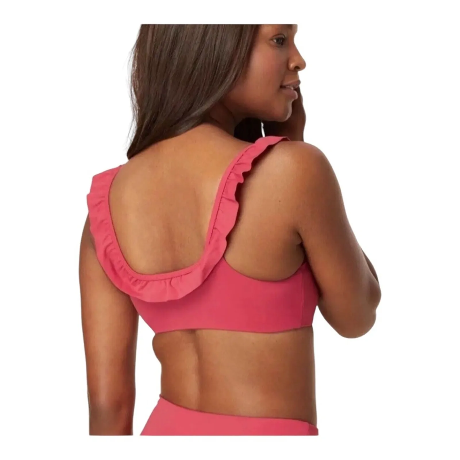 Andie NWT The Feminine Hydra Wide Straps Ruffle Accents Bikini Top Rosette Large - Image 2