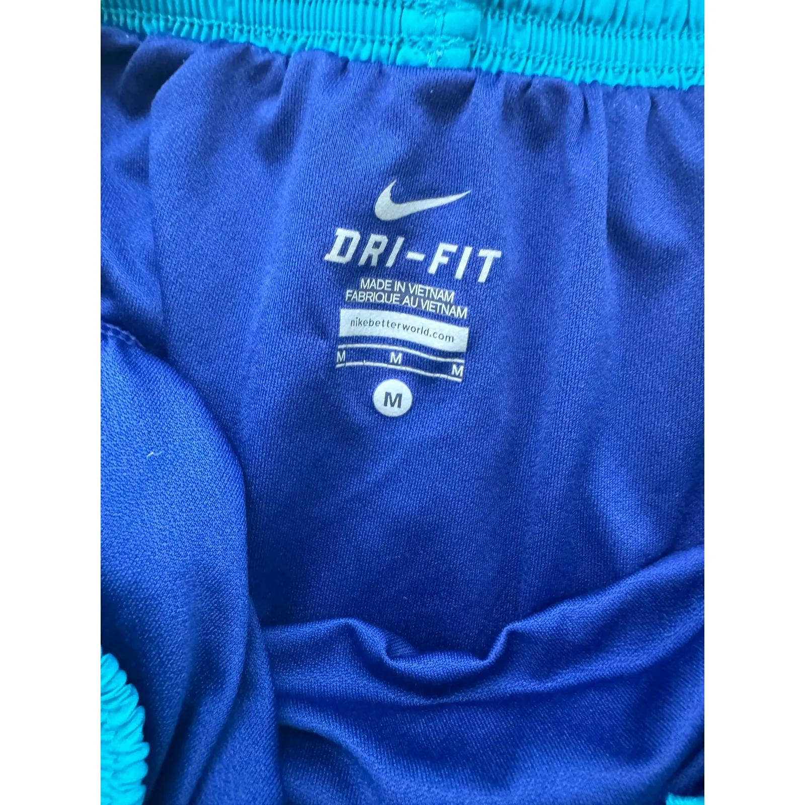 Women's Nike Dri Fit Shorts in Black with Lime Green and Navy Trim, Size M - Image 3